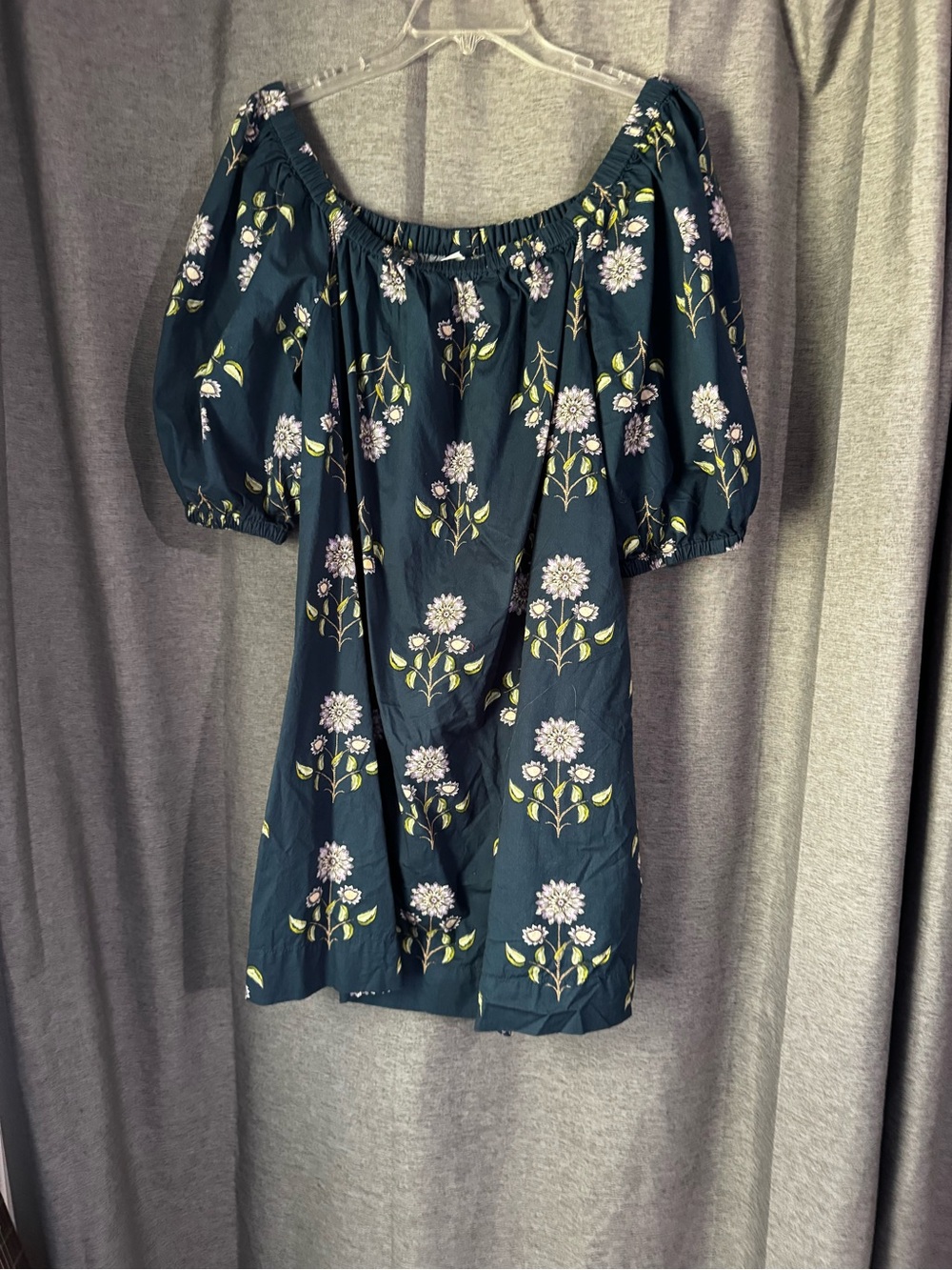 Old Navy Teal Floral Off-Shoulder Puff-Sleeve Tunic